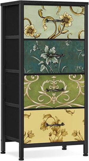 Furnulem 4 Drawer Vertical Fabric Dresser
