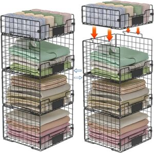 Hencawima 4 Pack Stackable Closet Storage Shelves
