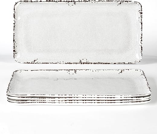 ZAROCRUS 4-Pack White Farmhouse Melamine Platters