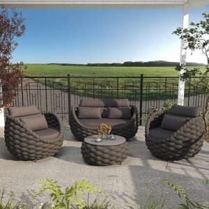 Erotr 4 Pcs Outdoor Patio Sofa Set - Dark Gray