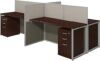 Bush Business Furniture 4 Person Cubicle Desk with Cabinets