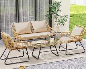 YITAHOME 4-Piece Wicker Outdoor Bistro Set