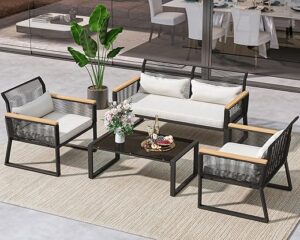 YITAHOME 4-Piece Wicker Outdoor Bistro Set