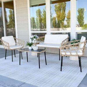 YITAHOME 4 Piece Wicker Outdoor Patio Set