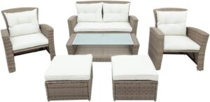HYDDDDDQQQQQQQ 4 Piece Wicker Outdoor Sofa Set D