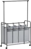 SONGMICS 4-Section Rolling Laundry Sorter URLS44GS