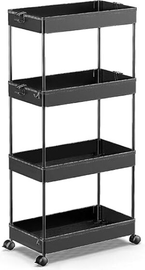 SPACEKEEPER 4-Tier Bathroom Rolling Cart Organizer