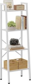 Hoctieon 4-Tier Industrial Ladder Bookshelf, Metal Frame