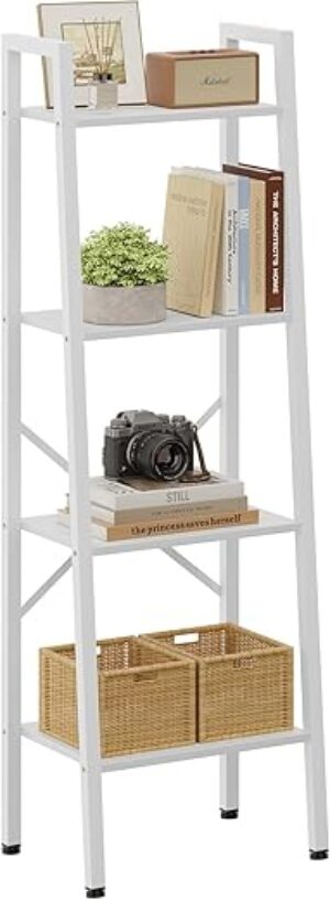 Hoctieon 4-Tier Industrial Ladder Bookshelf, Metal Frame