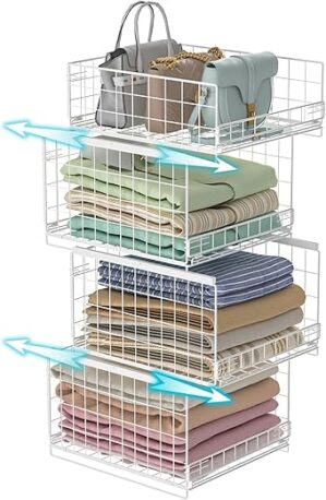 Hongtamoya 4 Tier Sliding Closet Organizers Shelves