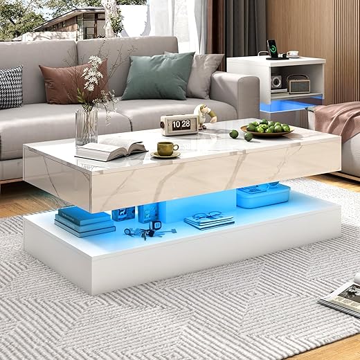 chartustriable 47-Inch LED Coffee Table With Drawers