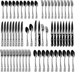 Stapava 48-Piece Black Silverware Set With Steak Knives