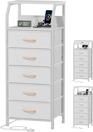 Furnulem 5 Drawers Dresser With Charging Station