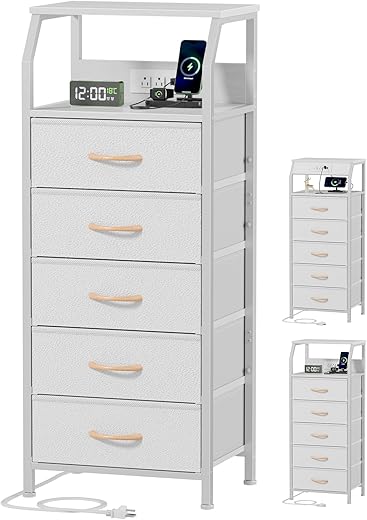 Furnulem 5 Drawers Dresser With Charging Station