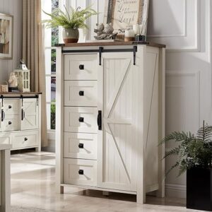 T4TREAM 5 Drawers Farmhouse Modern Tall Dresser