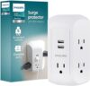 PHILIPS 5-Outlet Wall Tap, 2 USB-A, SPS5002WA/37