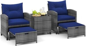 Tangkula 5 Piece Patio Rattan Furniture Set
