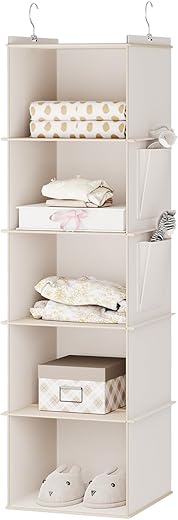 YOUDENOVA 5-Shelf Beige Hanging Closet Organizer