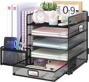 EOOUT 5-Tier Desk File Organizer With Drawer