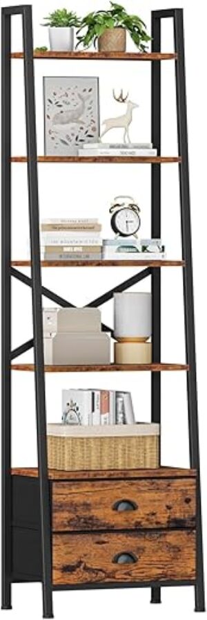 Furologee 5-Tier Ladder Shelf With Drawers