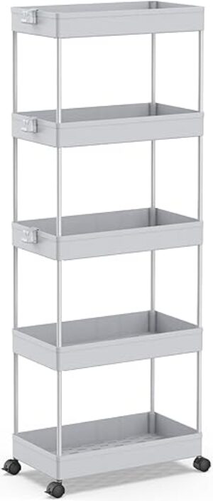 SPACEKEEPER 5-Tier Rolling Utility Storage Cart