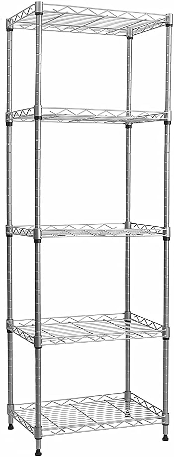 REGILLER 5-Wire Metal Storage Rack, Adjustable Shelves