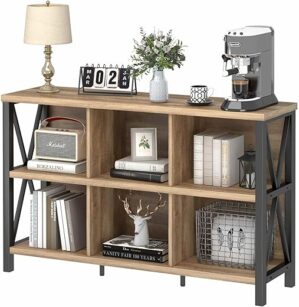 FATORRI 6 Cube Storage Organizer Bookshelf (Rustic Oak)