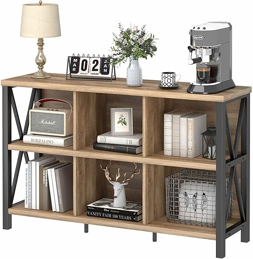 FATORRI 6 Cube Storage Organizer Bookshelf (Rustic Oak)