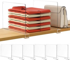 HBlife 6 Pack Clear Closet Shelf Dividers