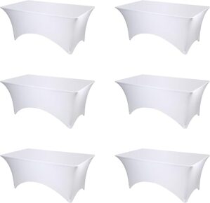 BRILLMAX 6 Pack White Fitted Spandex Table Covers