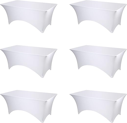 BRILLMAX 6 Pack White Fitted Spandex Table Covers