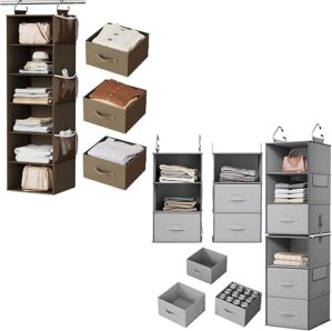 Pipishell 6-Shelf Hanging Closet Organizer, Gray & Brown