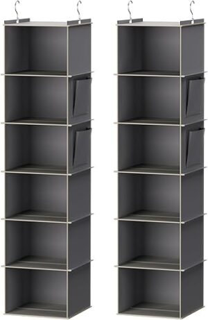 YOUDENOVA 6-Shelf Hanging Closet Organizer, Grey