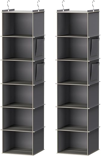 YOUDENOVA 6-Shelf Hanging Closet Organizer, Grey