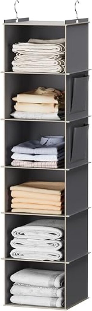 YOUDENOVA 6-Shelf Hanging Closet Organizer, Grey