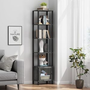 TUTOTAK 6 Tier Charcoal Grey Bookcase BS03BY006