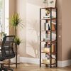 TUTOTAK 6-Tier Narrow Bookcase, Rustic Brown BS01BB006