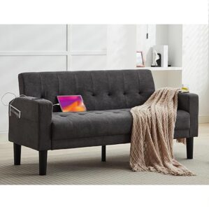 TYBOATLE 62 Inch Linen Upholstered Tufted Loveseat Sofa