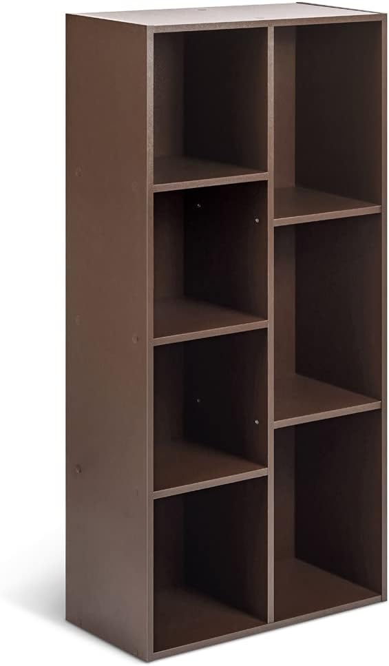Amazon Basics 7 Cube Organizer Bookcase, Espresso
