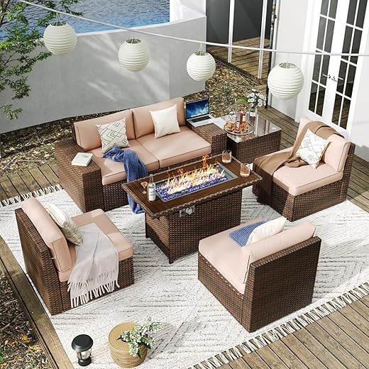 Aoxun 7-Piece Outdoor Wicker Furniture Set