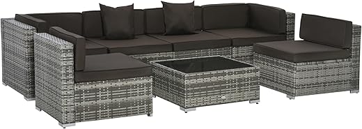 Outsunny 7-Piece Outdoor Wicker Sectional Sofa Set