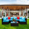 YZABEL 7 Pieces Patio Furniture Set, Outdoor Sectional Sofa