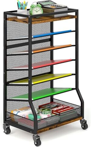 ThreeHio 7 Tier Rolling File Cart Organizer