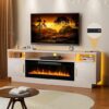 Kucreiheat 70” TV Stand With 36” Fireplace