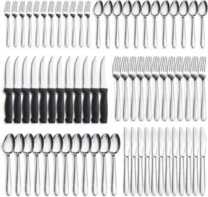 Pleafind 72-Piece Silverware Set With Steak Knives