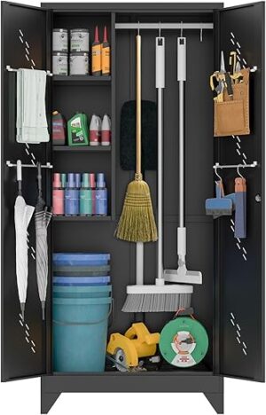 YILFANA 75″ Metal Storage Cabinet With Lock