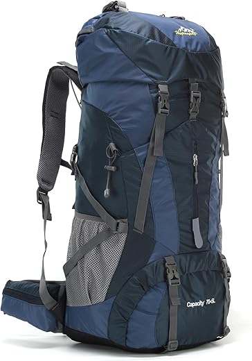 W WINTMING 75L Hiking Backpack Waterproof With Rain Cover