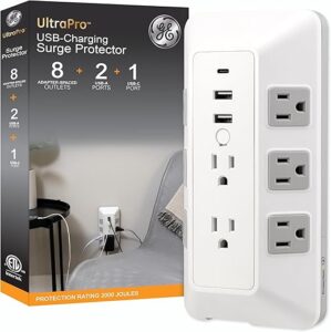 GE 8-Outlet Surge Protector, USB, 2000J – 73654