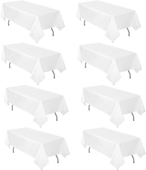 RestfulGlow 8 Pack White Polyester Tablecloths