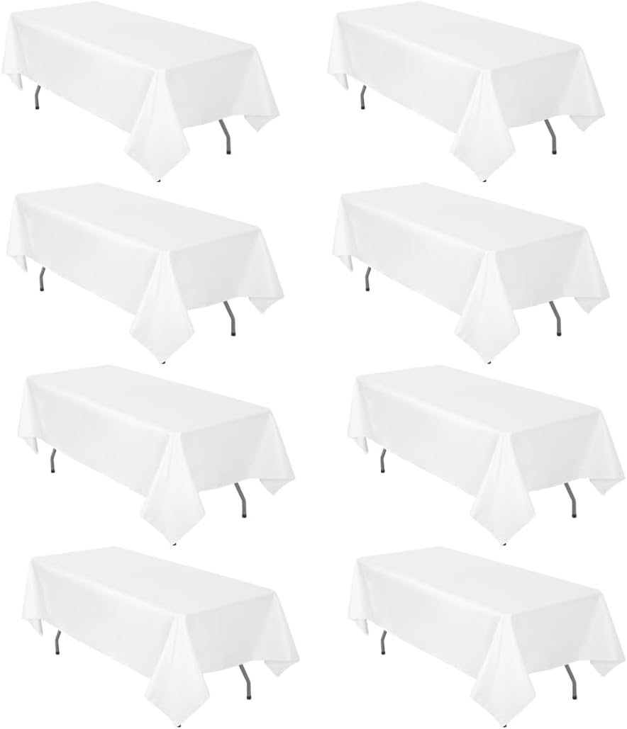 RestfulGlow 8 Pack White Polyester Tablecloths